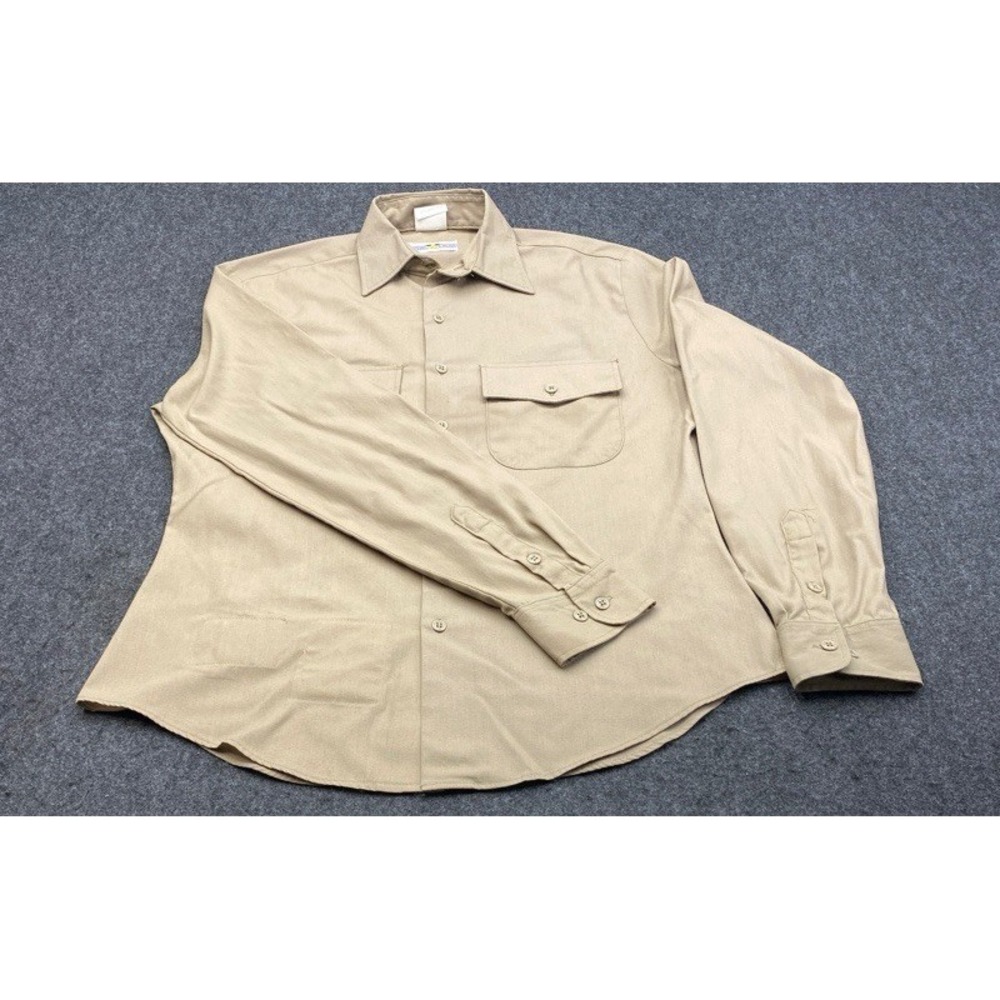 Flying Cross Dress Shirt Men 16.0 36/37-R Khaki AGSU Enlisted Athletic Fit LS